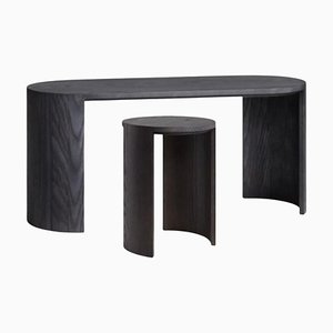 Airisto Side Table and Bench in Stained Black by Made by Choice, Set of 2