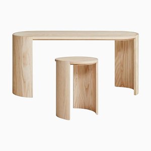 Airisto Side Table & Bench in Natural Ash by Made by Choice, Set of 2