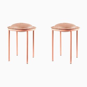 Set of Red Cana Stool by Pauline Deltour