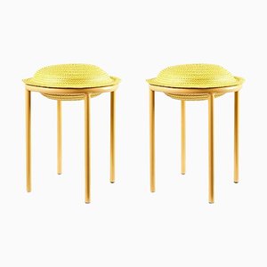 Yellow Cana Stools by Pauline Deltour, Set of 2