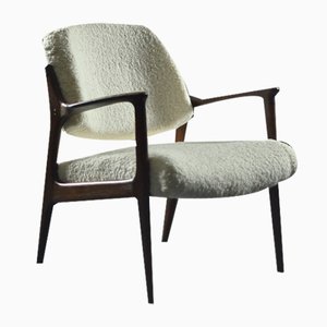 Fauteuil Domus Scandinave Mid-Century en Teck Blanc par Inge Andersson pour Bröderna Andersson, 1960s