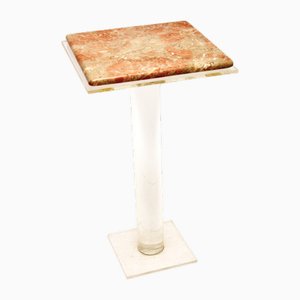 Vintage Marble and Acrylic Glass Pedestal Side Table, 1980s