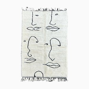White Modern Abstract Moroccan Handwoven Area Rug