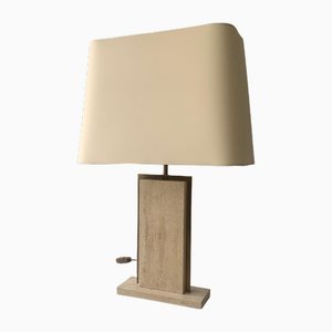 Mid-Century French Travertine Marble Table Lamp, 1960s