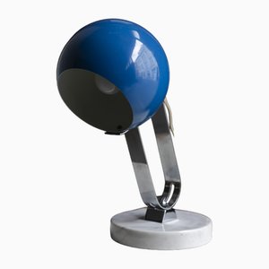 Blue Table Lamp with Marble Foot, Italy, 1970s