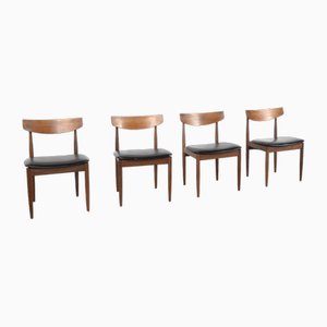 Teak and Aniline Leather Dining Chairs by Ib Kofod Larsen for G-Plan, 1960s, Set of 4