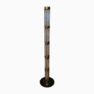 Vintage Glass and Brass Floor Lamp