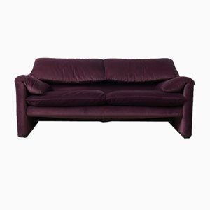 Maralunga 2-Seater Sofa in Purple Fabric by Vico Magistretti for Cassina, 1970s