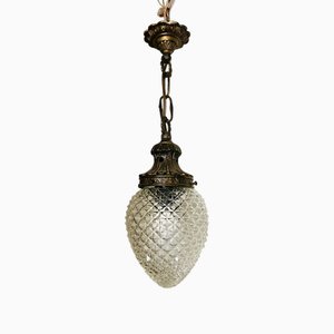 Ananas Deckenlampe aus Messing, 1950er