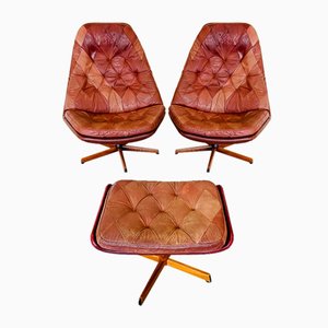 Vintage Danish Reclining Lounge Chairs by Madsen & Schübel, 1970s, Set of 3