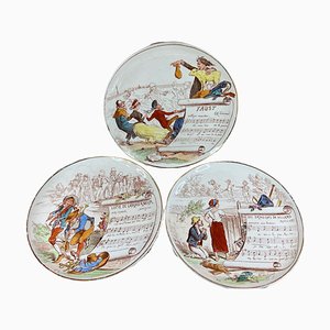 Wall Plates on Opera Music by Crei Montereau, 19th Century, Set of 3