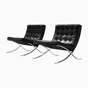 Vintage Barcelona Chairs by Ludwig Mies Van Der Rohe from Knoll Inc. / Knoll International, Set of 2