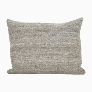 Fodera per cuscino fatta a mano in lana grigio tribale con strisce