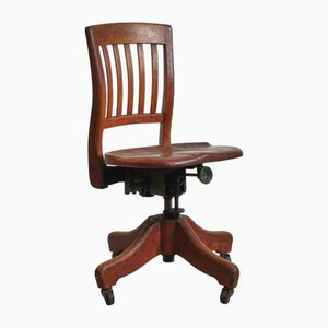 Antique American Bankers Swivel Desk Chair, 1920s