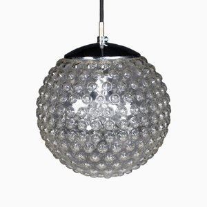 Large Chrome and Bubble Glass Pendant by Rolf Krüger for Staff, Germany, 1970s