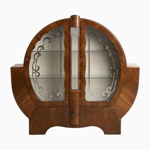 Art Deco British Walnut Circular Shouldered Cabinet, 1930s