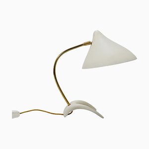 Lámpara de mesa Mid-Century de latón blanco atribuida a Karl-Heinz Kinsky para Cosack, años 50