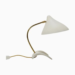 Lampe de Bureau Mid-Century en Laiton Blanc attribuée à Karl-Heinz Kinsky pour Cosack, 1950s