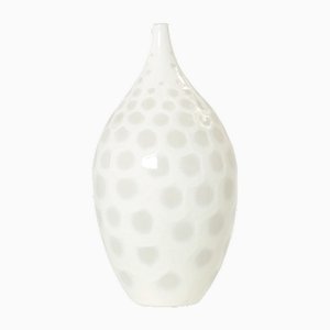 Large Off White Crackle Glaze Ceramic Vase by Habitat, 1980s