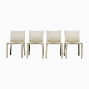 Cab 412 Chairs in Cream Leather by Mario Bellini for Cassina, 1970s, Set of 4