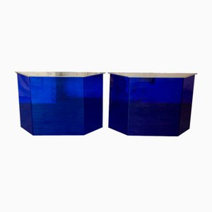 Tables Console Bleues Vintage, 1988, Set de 2