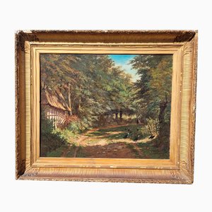 Barbizon School Artist, Undergrowth Landscape, 19th Century, Oil on Canvas, Framed