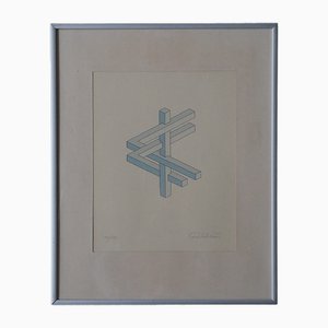 Oscar Reutersvärd, Impossible Figures, Color Lithograph, Framed