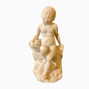 Escultura que representa a niños, década de 1800, mármol