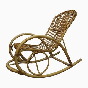 Bamboo Rocking Chair by Rohé Noordwolde, 1960s