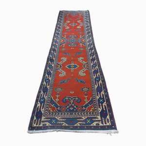 Shirvan Kazak Corridor Rug in Red and Blue Color, 1960s