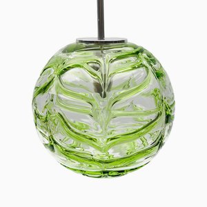 Lámpara colgante bola de cristal de Murano verde de Doria Leuchten, años 60