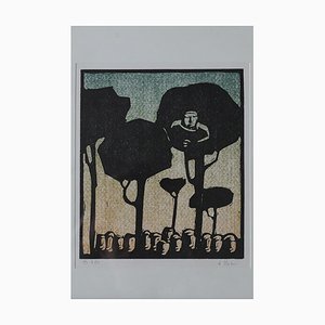 Åke Holm, Biblical Theme, Linoleografia, anni '70, Incorniciato