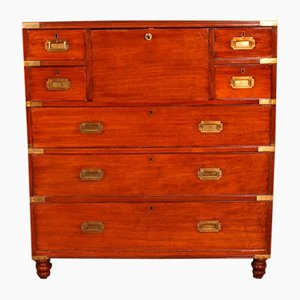 19th Century Campaign Chest of Drawers in Mahogany with Writing Desk, Dublin