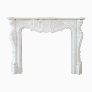 19th Century Mantlepiece of White Statuary in Bianco Carrara Marble