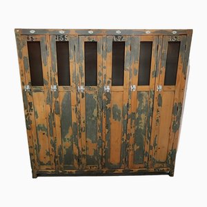 Industrial Wooden Rack with Gray Patina, 1950s