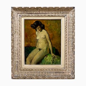 Modella nuda, anni '30-'40, olio su tela, con cornice