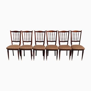 Vintage French Dining Chairs in Mahogany, 1960s, Set of 6