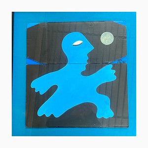 Alain Rothstein, The Blue Man, 1991, Oil on Cardboard, Framed