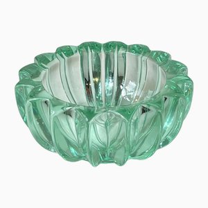 Art Deco Green Glass Bowl by Pierre Gire for Davesn, France, 1940s