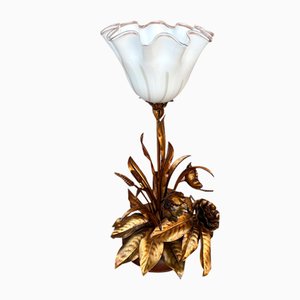 Lámpara de mesa vintage de flores y orejas de trigo de Hans Kögl, años 60