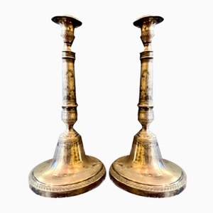 Silver Candleholders from Naples, Set of 2