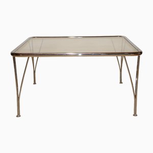 Minimalist Coffee Table in Chromed Glass and Metal, 1970s