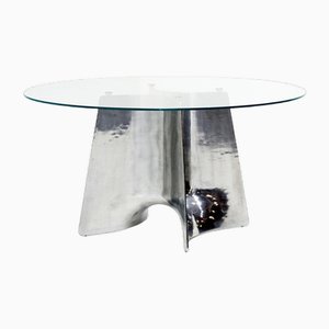 Aluminum Dining Table with Glass Top by Jeff Miller for Bentz