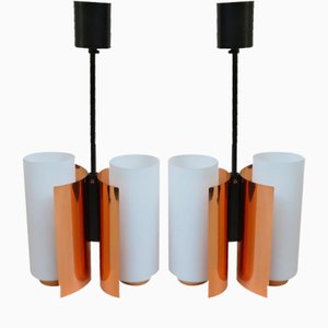 Deckenlampen aus Kupfer & Glas von Cosack, 1960er, 2er Set