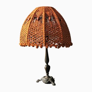 Mid-Century Table Lamp with Crocheted Lampshade, 1960s
