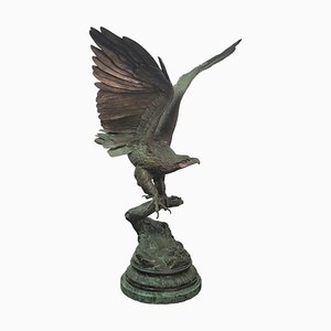 Jules Moigniez, Adlerskulptur mit Offenen Flügeln, 1980er, Bronze