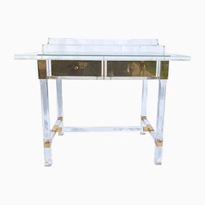 Acrylic Glass and Brass Desk by Charles Hollis Jones, 1990s