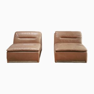 Cognac Leather P10 Lounge Chairs by Alberto Rosselli for Saporiti Italia, Set of 2