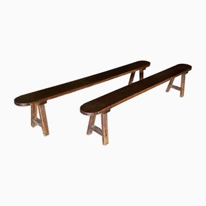 Large Farm Benches in Oak, Set of 2