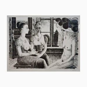 Paul Delvaux, La Fenetre, 1971, Litografia